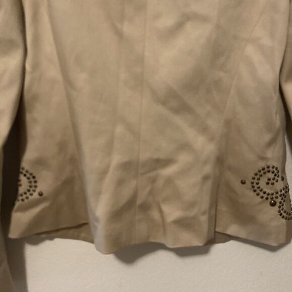 CACHE tan studded scroll pattern eye hook long sleeve jacket 0 - Picture 7 of 9
